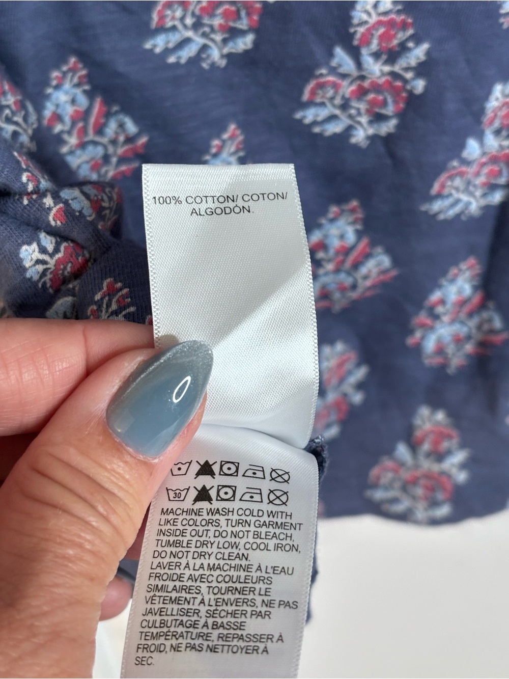Lucky Brand Navy Floral Short-Sleeve Tee sz S - Picture 5 of 7
